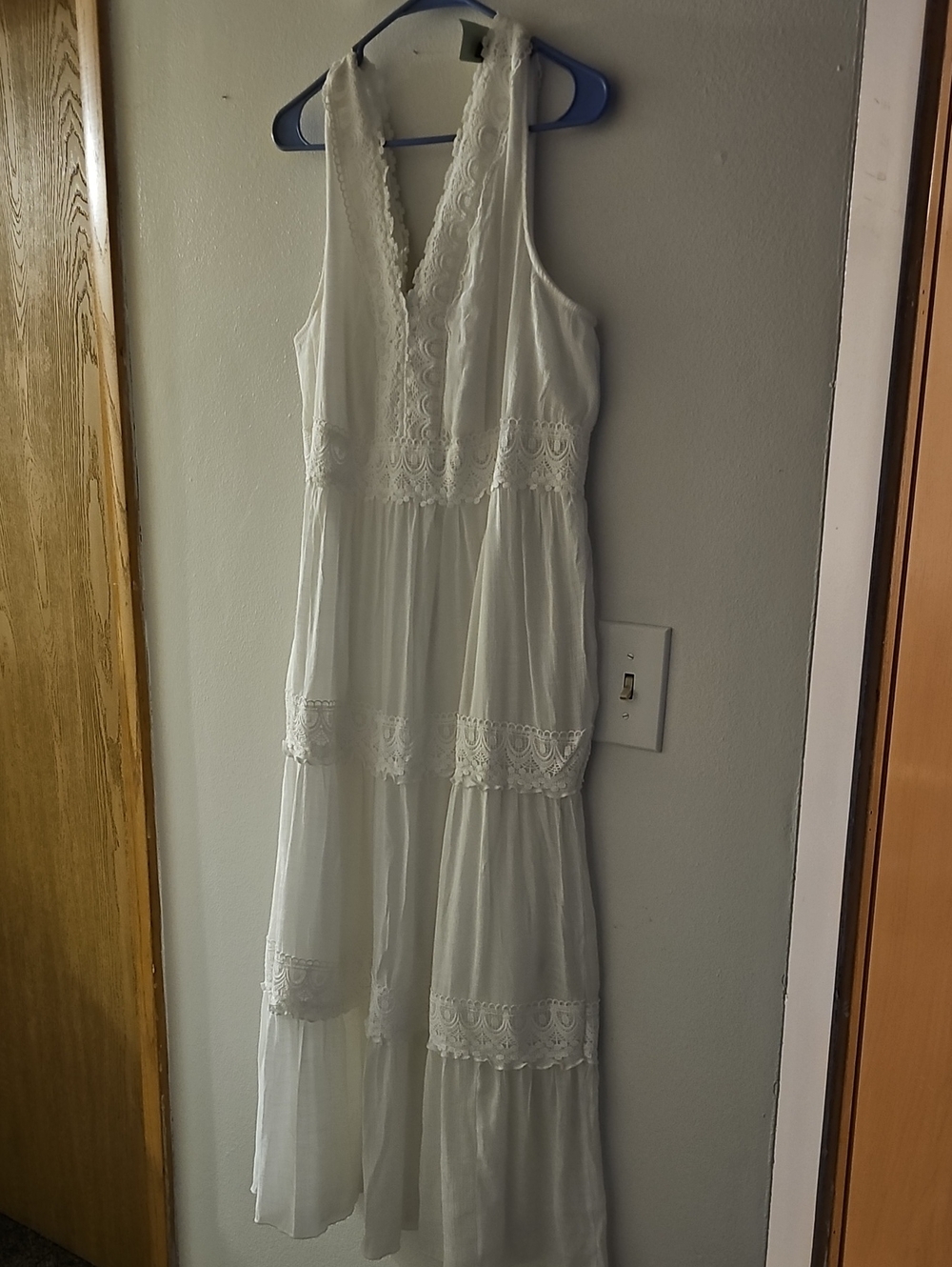 White Lace-Trim Maxi Dress - Women
